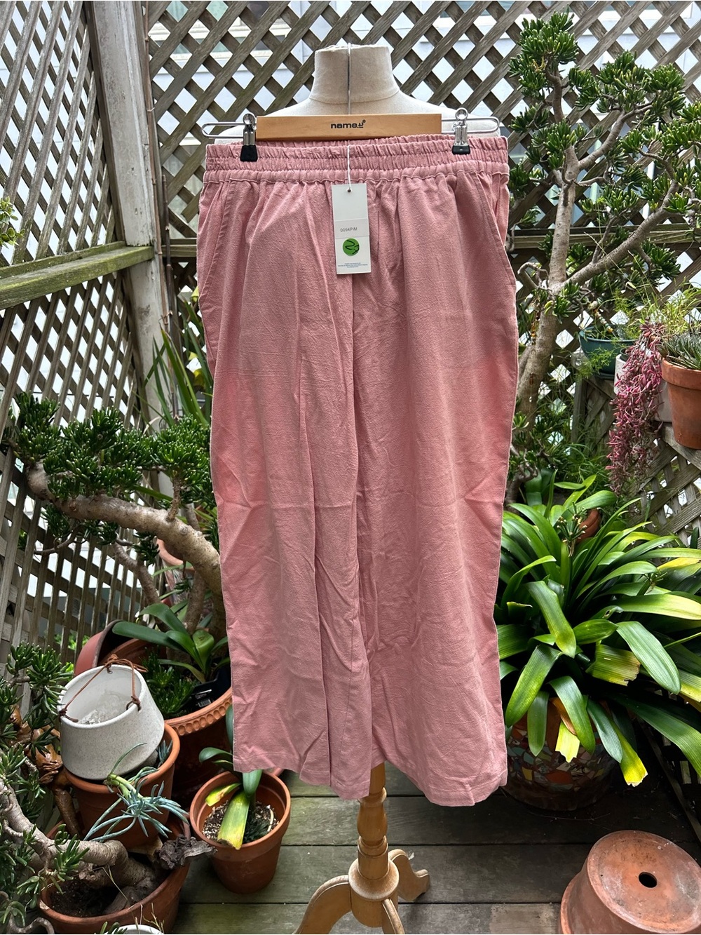 Dusty Rose Wide Leg Elastic Waist Pants